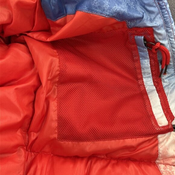 Jet Set Stylish Blue and Red Women's Puffer Jacket - Picture 7 of 11